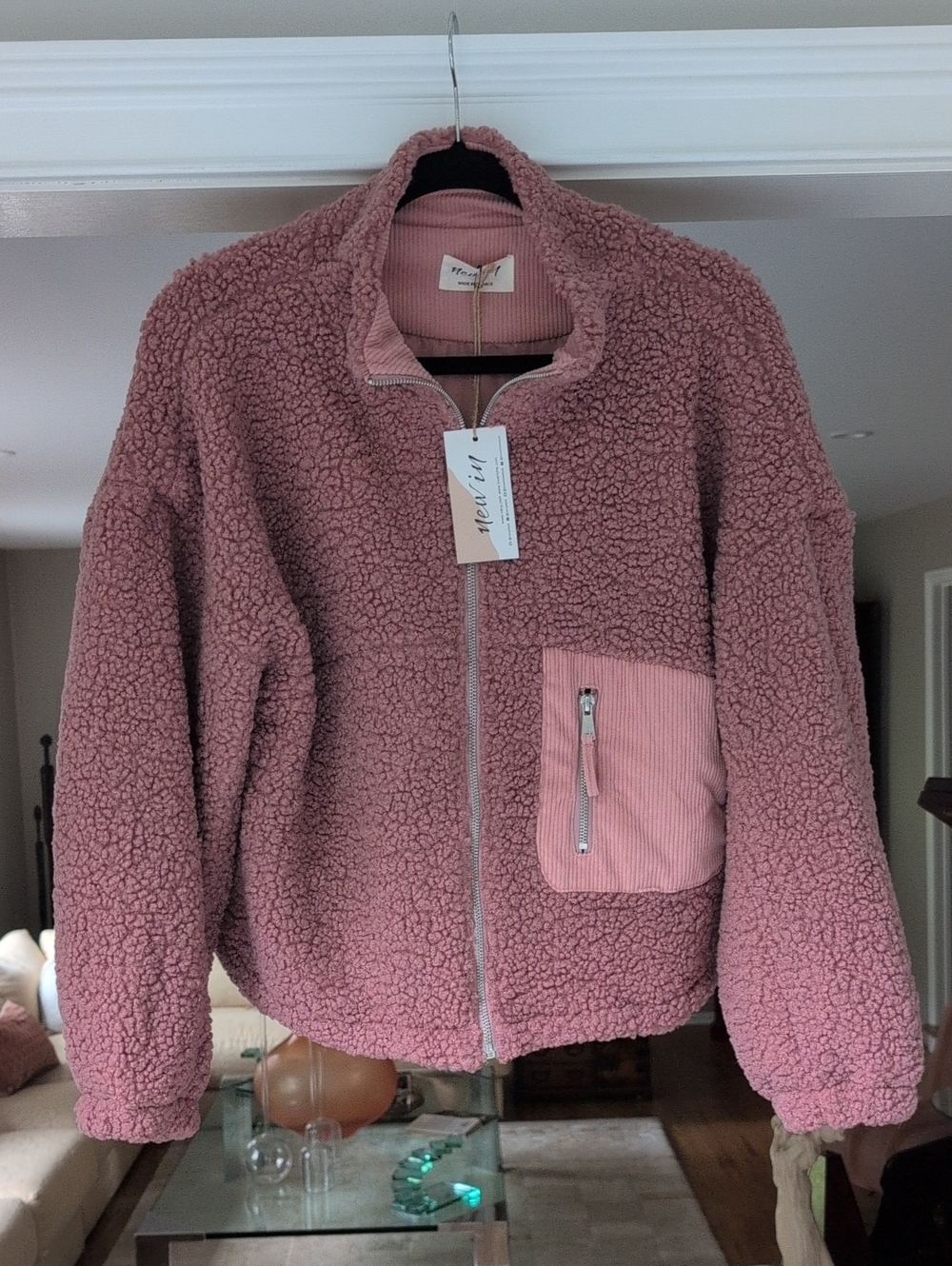 New In  Cozy Mauve Teddy Bear Jacket. NWT. Size Small